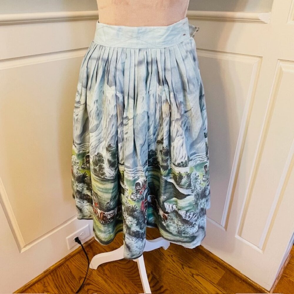John Wolf Vintage 1950's Collectible Oregon Trail Novelty Pleated Skirt XXS - Picture 8 of 13